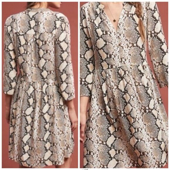 Anthropologie Maeve Juno Snake Python Print Tunic Dress - Picture 1 of 7